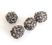 Load image into Gallery viewer, 1 Old silver star burst granulation hallmarked Globe bead from Yemen circa 1930s,Bedouin tribal ,Hand Crafted Silver,Ethnic Jewelry
