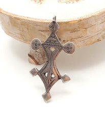 Load image into Gallery viewer, Moroccan handmade Tuareg silver cross pendant, Ethnic Tribal, Tuareg Silver, Sahara jewelry, Ethnic Jewelry, Tribal Jewelry
