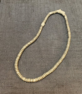 Antique Ethiopian 1 strand of silver Heishi Anklet 1930s ,collectible silver, Ethnic silver Beads ,Jewelry Supplies Beads