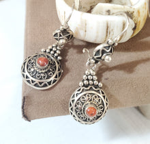 Load image into Gallery viewer, Moroccan Berber Sterling Silver Coral Dangle Earrings, Berber Jewelry, sliver Earrings, Dangle &amp; Drop Earrings,
