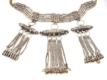 Load image into Gallery viewer, Antique Massive Yemenite silver Bedouin lazim Kirdan necklace ,ethnic Jewelry 1910s,Multistrand Necklace,Islamic Filigree,stacking layering

