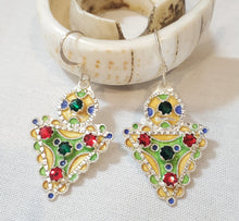 Load image into Gallery viewer, Moroccan Berber Sterling Silver enamels Dangle Earrings, Berber Jewelry, sliver Earrings, Dangle &amp; Drop Earrings,
