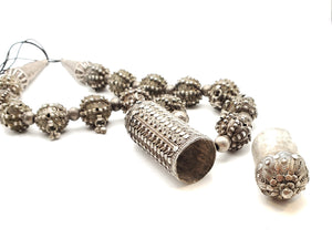 Old silver granulation Hirz prayer amulet pendant granulation beads Necklace from Yemen circa 1910s, Bedouin Silver, Ethnic Jewelry