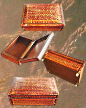 Load image into Gallery viewer, Moroccan Antique Wooden mother of pearl Jewelry Chest Finely Carved Wood Moroccan Chest
