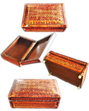 Load image into Gallery viewer, Moroccan Antique Wooden mother of pearl Jewelry Chest Finely Carved Wood Moroccan Chest
