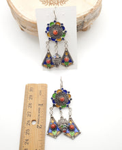 Load image into Gallery viewer, Moroccan Berber Sterling Silver enamels Coral Dangle Earrings ,Berber Jewelry,sliver Earrings,Dangle &amp; Drop Earrings,
