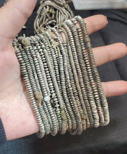 Load image into Gallery viewer, Antique Ethiopian 1 strand of silver Heishi Anklet 1930s ,collectible silver, Ethnic silver Beads ,Jewelry Supplies Beads
