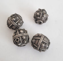 Load image into Gallery viewer, 1 Old silver star burst granulation hallmarked Globe bead from Yemen circa 1930s,Bedouin tribal ,Hand Crafted Silver,Ethnic Jewelry
