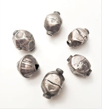 Load image into Gallery viewer, Antique Ethiopian lot of 6 old silver beads 1930s,Hand Crafted Silver,Ethnic Jewelry,Tribal Jewelry,
