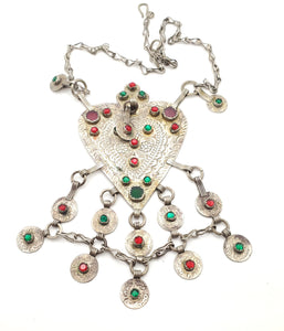 Moroccan Berber silver Coin Pendant Necklace 1960s Coin beads, handmade silver, Necklace, Amazigh/Berber Jewlery