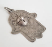 Load image into Gallery viewer, Moroccan Old silver Hand of Fatima Hamsa Pendant Amulet,Berber Jewelry,African Jewelry,Moroccan Jewelry,Hand of Fatima Charm
