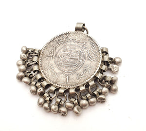 Antique 1935 Saudi Arabia 5 Riyal silver coin traditional Pendant, Hand Crafted Silver,Pendants Necklace,coin Jewelry,Tribal Jewelry