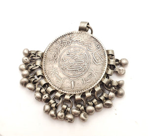 Antique 1935 Saudi Arabia 5 Riyal silver coin traditional Pendant, Hand Crafted Silver,Pendants Necklace,coin Jewelry,Tribal Jewelry