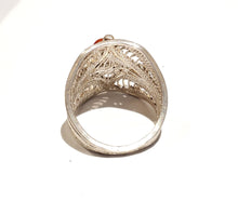Load image into Gallery viewer, Moroccan genuine coral sterling silver 925 Berber Ring size 8, Ethnic Rings, Tribal Jewelry, Moroccan Rings, Berber Jewelry
