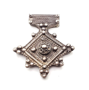 Antique Moroccan Silver Berber Cross Pendant Ethnic Tribal, Hand Crafted Silver, Pendants Necklace, Ethnic Jewelry, Tribal Jewelry