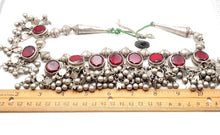 Load image into Gallery viewer, Antique Yemeni Bridal Silver Islamic red Glas Pendants Necklace,Ethnic Jewelry,circa 1910s
