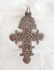 Antique Ethiopian Christian silver cross pendant,Amulet pendant,Genuine old neckcross,Good silver,Boho jewelry