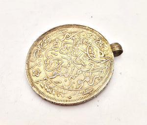 Antique Yemen Rare gold silver coin traditional Pendant, Hand Crafted Silver, Pendants Necklace, coin Jewelry, Tribal Jewelry