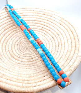 African 22'' Old Ethiopian Venetian Blue padre beads, Blue Glass,Trade Beads, African Trade Beads,