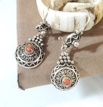 Load image into Gallery viewer, Moroccan Berber Sterling Silver Coral Dangle Earrings, Berber Jewelry, sliver Earrings, Dangle &amp; Drop Earrings,
