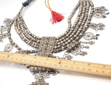 Load image into Gallery viewer, Antique Massive Yemenite silver Bedouin Lazim Kirdan necklace,1910s, Multistrand Necklace, Islamic Filigree, stacking layering.
