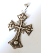 Load image into Gallery viewer, A Unique Patterned old Ethiopian Cross Pendant 1800&#39;s,Maria Theresa ,silver coin, Cross Pendant,Ethnic Tribal,Handmade Jewelry
