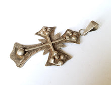 Load image into Gallery viewer, A Unique Patterned old Ethiopian Cross Pendant 1800&#39;s,Maria Theresa ,silver coin, Cross Pendant,Ethnic Tribal,Handmade Jewelry
