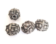 Load image into Gallery viewer, 1 Old silver star burst granulation hallmarked Globe bead from Yemen circa 1930s,Bedouin tribal ,Hand Crafted Silver,Ethnic Jewelry
