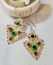 Load image into Gallery viewer, Moroccan Berber Sterling Silver enamels Dangle Earrings, Berber Jewelry, sliver Earrings, Dangle &amp; Drop Earrings,
