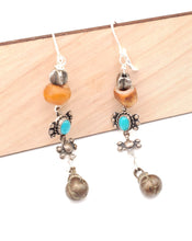 Load image into Gallery viewer, Antique Moroccan Natural old amber Beads Earrings Tribal Jewelry, Dangle &amp; Drop Earrings, sliver Earrings, sliver Tribal,African Earrings,
