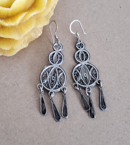 Moroccan Berber Filigree Sterling Silver Dangle Earrings silver 925,Berber Jewelry,sliver Earrings,Dangle & Drop