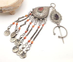 Moroccan Handmade silver Berber Fibula pendant 1960, Berber Amulet, silver Necklace, Berber Fibula