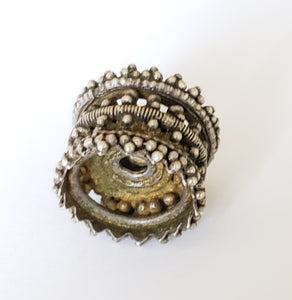 Antique 1 Gold Wash Silver Spacer Wheel Bead from Yemen circa 1930s,Hand Crafted Silver,Ethnic Jewelry,Tribal Jewelry,