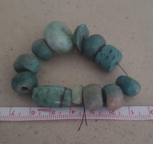 Load image into Gallery viewer, Ancient Moroccan Amazonite Stone Bead 30 gr, Mauritania Amazonite, African Trade, Sahara Amazonite, Ancient Stone, Tribal jewelry
