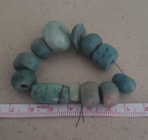 Ancient Moroccan Amazonite Stone Bead 30 gr, Mauritania Amazonite, African Trade, Sahara Amazonite, Ancient Stone, Tribal jewelry