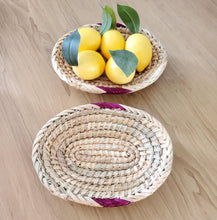 Load image into Gallery viewer, African Ethiopian handwoven Round bread or fruit basket,African Art, Décor Baskets,Wicker Basket, Straw Basket ,Wall Boho Decor
