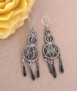 Moroccan Berber Filigree Sterling Silver Dangle Earrings silver 925,Berber Jewelry,sliver Earrings,Dangle & Drop