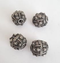 Load image into Gallery viewer, 1 Old silver star burst granulation hallmarked Globe bead from Yemen circa 1930s,Bedouin tribal ,Hand Crafted Silver,Ethnic Jewelry
