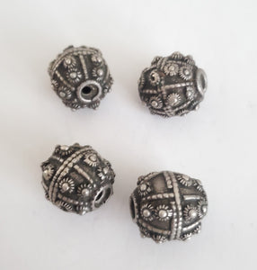 1 Old silver star burst granulation hallmarked Globe bead from Yemen circa 1930s,Bedouin tribal ,Hand Crafted Silver,Ethnic Jewelry