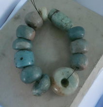 Load image into Gallery viewer, Ancient Moroccan Amazonite Stone Bead 30 gr, Mauritania Amazonite, African Trade, Sahara Amazonite, Ancient Stone, Tribal jewelry
