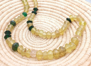 old strand Yellow Vaseline Beads (uranium glass beads) made in Bohemia/Czech Trade Beads- African Trade Beads, 18th centuries,