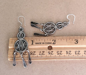 Moroccan Berber Filigree Sterling Silver Dangle Earrings silver 925,Berber Jewelry,sliver Earrings,Dangle & Drop