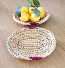 Load image into Gallery viewer, African Ethiopian handwoven Round bread or fruit basket,African Art, Décor Baskets,Wicker Basket, Straw Basket ,Wall Boho Decor
