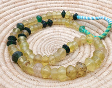 Load image into Gallery viewer, old strand Yellow Vaseline Beads (uranium glass beads) made in Bohemia/Czech Trade Beads- African Trade Beads, 18th centuries,

