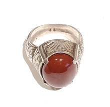 Load image into Gallery viewer, Old Engraved Turkish Ottoman Carnelian Ring size 7, Hand Made ,sterling silver 925 ,tribal jewelry, Ancient Carnelian, Ottoman Silver
