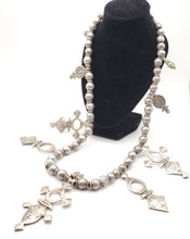 Load image into Gallery viewer, Moroccan Handmade sterling silver Tuareg Amazigh Necklace 1960s silver beads, handmade silver, Necklace, Amazigh/Berber, Tuareg Jewlery
