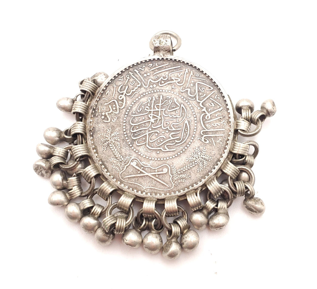 Antique 1935 Saudi Arabia 5 Riyal silver coin traditional Pendant, Hand Crafted Silver,Pendants Necklace,coin Jewelry,Tribal Jewelry