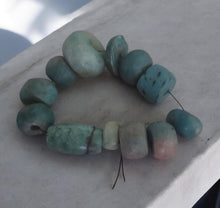 Load image into Gallery viewer, Ancient Moroccan Amazonite Stone Bead 30 gr, Mauritania Amazonite, African Trade, Sahara Amazonite, Ancient Stone, Tribal jewelry
