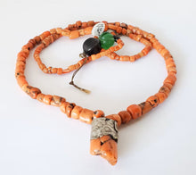 Load image into Gallery viewer, Antique Berber Silver Natural coral Pendant Southern Morocco Mediterranean,coral,
