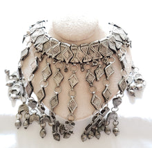 Load image into Gallery viewer, Antique Bawsani Silver Granulated Dangle Necklace: Yemen Tribal Jewelry
